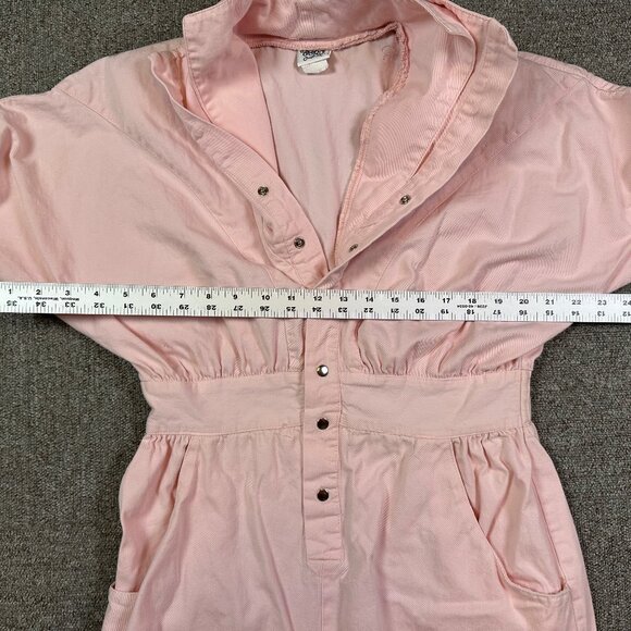 Vintage Oops California 80s Utility Pastel Pink Snap Midi Dress Women's Medium - Picture 4 of 8